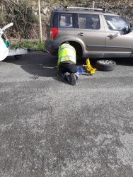 Broken rear spring whilst towing