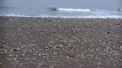 Pebble beach sea cave crimdon dene