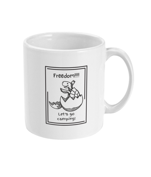 freedom lets go camping slogan mug