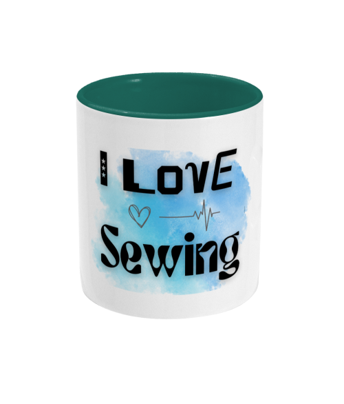 This two toned sewing slogan mug