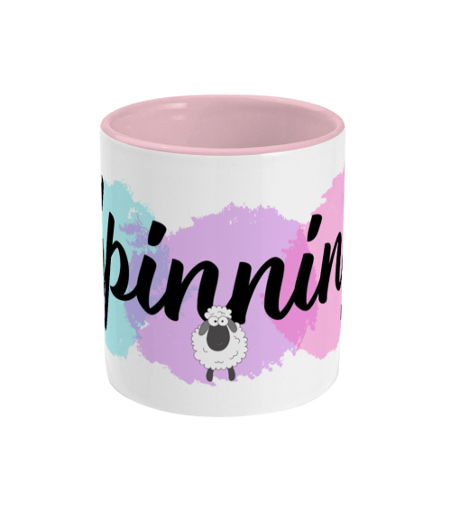 spinning slogan two toned mug