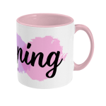 spinning slogan two toned mug