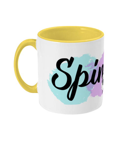 spinning slogan two toned mug