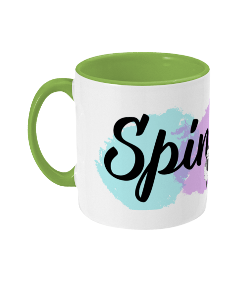 spinning slogan two toned mug