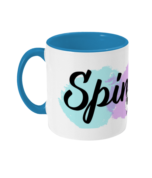 spinning slogan two toned mug