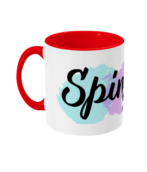 spinning slogan two toned mug