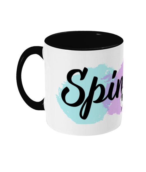 spinning slogan two toned mug