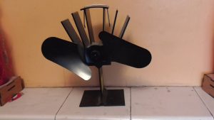 wood stove fan which helps circulate the warm air